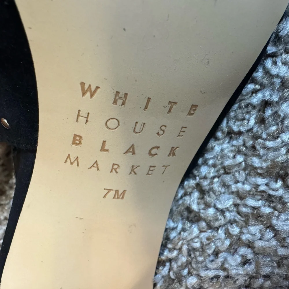White House Black Market Zailey Black Suede Studded Mule Sling Back Heel